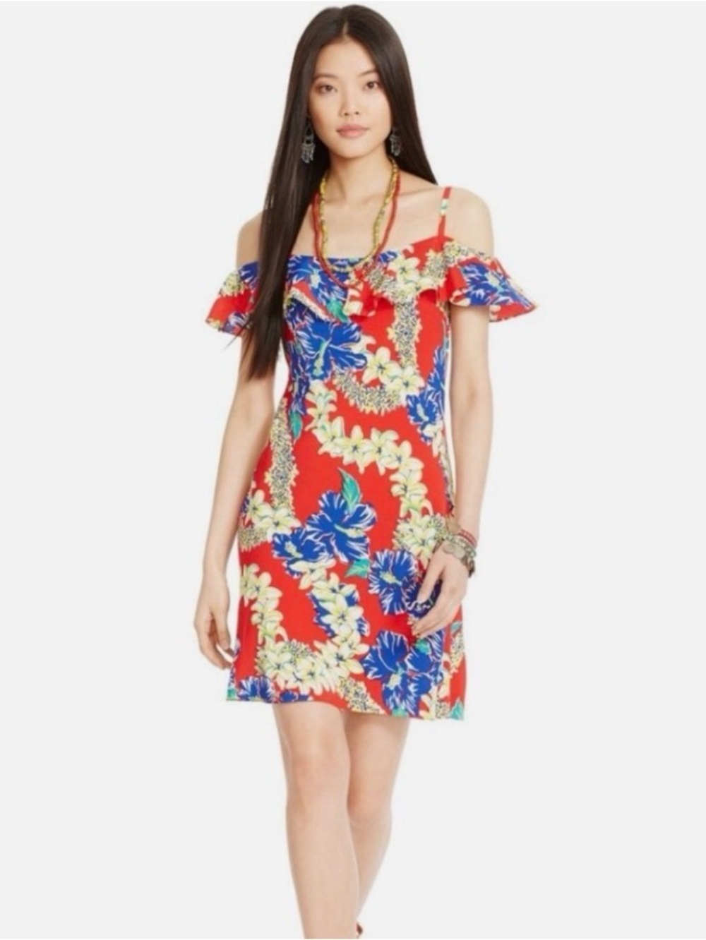 NWT Polo Ralph Lauren Hawaiian Ruffle Dress Size 10
